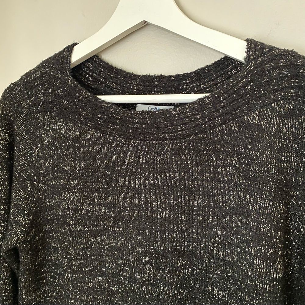 Croft & Barrow Sweater Knit Black Metallic Silver Casual Long Sleeve - Picture 3 of 7